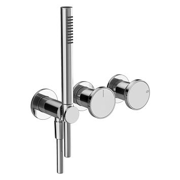 Gessi Origini Смеситель для ванны встраиваемый на 2 выхода, с ручной лейкой, в компл с отд вставкой, хром (внешняя часть)