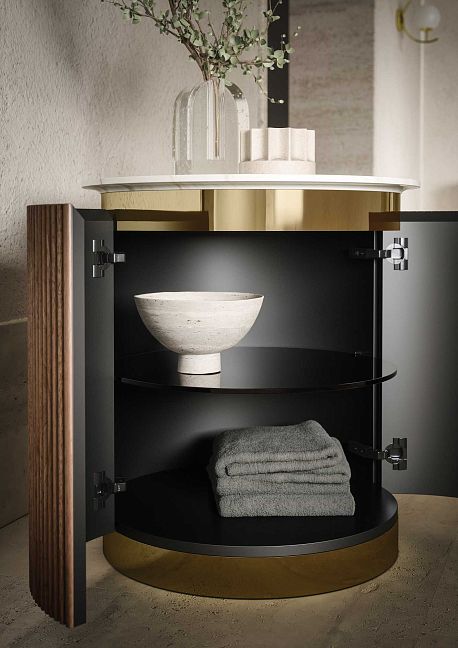 Комплект мебели Oasis Naos, напольный, столешница calacatta oro,  Глянцевый лакированный цвет "Tortora Elegance" / Глянцевое золото