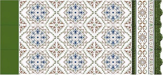 Керамическая плитка Ceramica Ribesalbes Zocalo Cordon Relieve Azul Verde 5x20