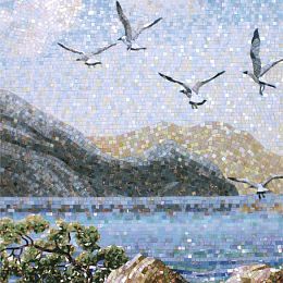 Художественное панно из мозаики  Пейзаж с чайками Art&Natura купить в Москве: интернет-магазин StudioArdo