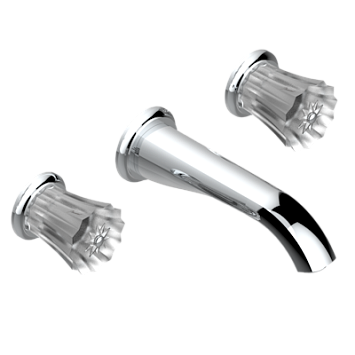 Внешняя часть смесителя THG Mille Nuits - Clear crystal встраиваемого в стену для раковины на три отверстия с изливом ГОЛИАФ