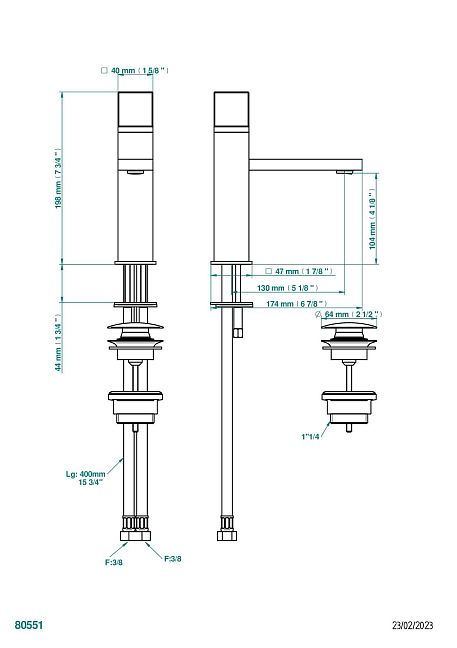 Смеситель THG Soho для раковины однорычажный с донным клапаном