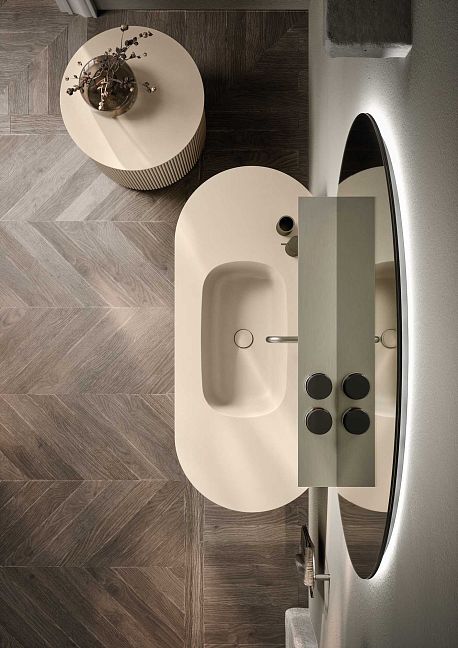 Комплект мебели Oasis Naos, напольный, Столешница с покрытием Purefeel , Отделка: Матовый лакированный цвет "Tortora Elegance"/ Сатиновый никель
