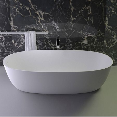 Ванна  отдельностоящая Knief  K|Stone  PRIME OVAL, 180x85x50Hсм, с щелевым сливом переливом click-clack, белая матовая
