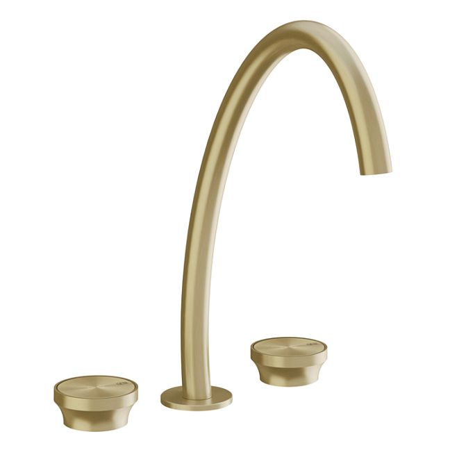 Gessi Origini Смеситель для раковины высокий на 3 отв, без донного клапана, Brushed Brass PVD