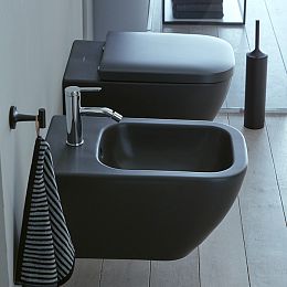 Duravit Happy D.2 Биде подвесное 355x540мм, с переливом 1 отв для смес. , цвет: антрацит матовый купить в Москве: интернет-магазин StudioArdo