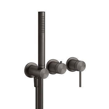 Gessi 316 Смеситель встраиваемый, однорычажный, с переключателем на 2 полож, держ с подв воды, ручн душ и шланг 1500 мм, Black Metal Brushed PVD