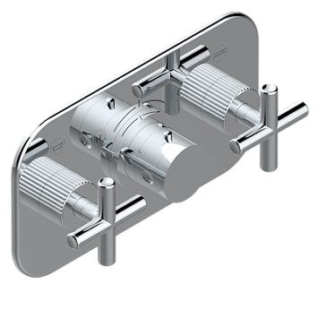 Накладка THG Estrela с ручкой регулировки температуры и двумя маховиками для термостатического смесителя с горизонтальной установкой