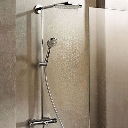 Душевая система Hansgrohe Raindance Select S, 240 Showerpipe для ванны, поворотный держатель 450 мм, цвет: Хром купить в Москве: интернет-магазин StudioArdo