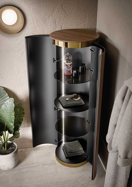 Комплект мебели Oasis Naos, напольный, столешница calacatta oro,  Глянцевый лакированный цвет "Tortora Elegance" / Глянцевое золото