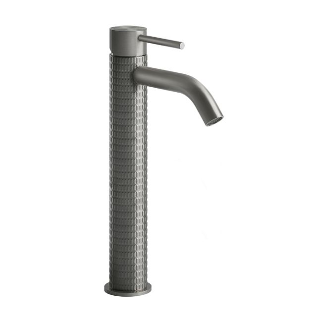 Gessi 316 Смеситель для раковины на 1 отверстие, высокий h=305мм, без донного клапана, излив 123мм, steel brushed
