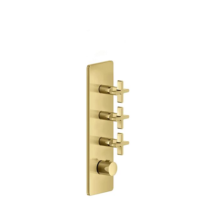 Gessi Inciso Встраиваемый термостатический смеситель на 3 источника, резьба 3/4 (внешние части), золото