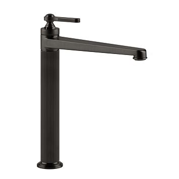 Gessi Venti20 Смеситель для раковины на 1 отверстие, однорычажный, высокий, в комплекте с донным клапаном, Black Metal Brushed PVD