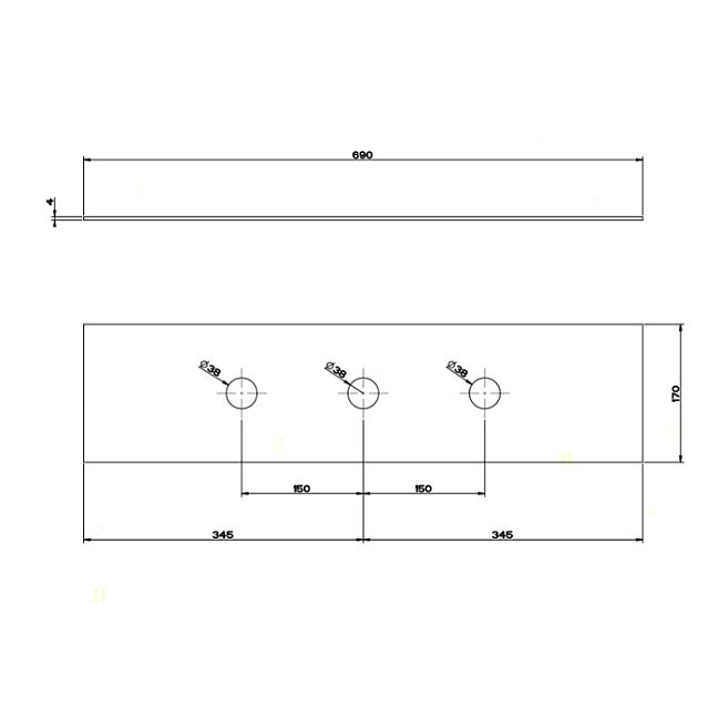 Gessi 316 Пластина на 3 отверстия для монтажного бокса, steel brushed