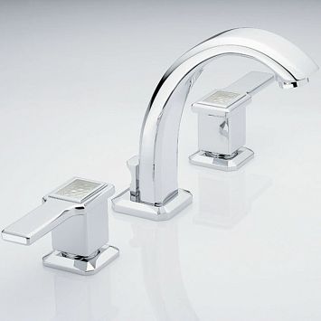 THG M&eacute;tropolis &agravee; manettes cristal clair Смеситель для раковины, на 3 отв., цвет: хром/прозрачный хрусталь