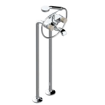 THG Nihal Porcelaine Ivoire Смеситель для ванны, напольный, с ручным душем и шлангом 150см., цвет: Хром