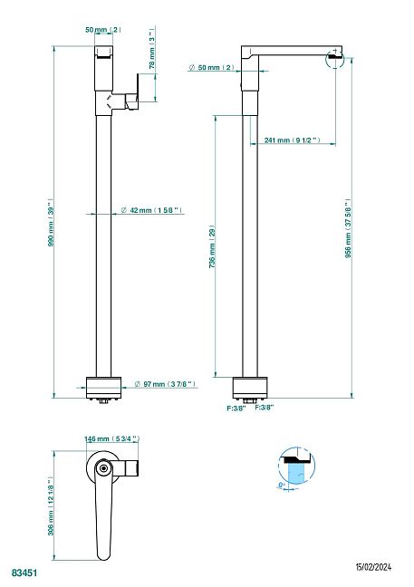 Смеситель для раковины THG Zoom.7 свободностоящий