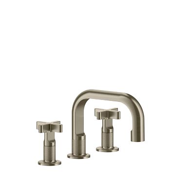 Gessi Inciso Смеситель для раковины на 3 отверстия с донным клапаном, излив 140мм, h=145мм, Finox Brushed Nickel