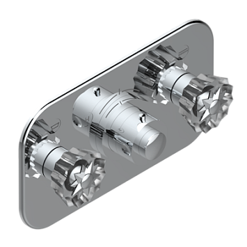 Накладка THG Mille Nuits - Clear crystal с ручкой регулировки температуры и двумя маховиками для термостатического смесителя с горизонтальной установкой