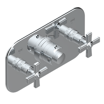 Накладка с ручкой  THG Club Saint-Germain регулировки температуры и двумя маховиками для термостатического смесителя с горизонтальной установкой