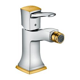 Смеситель для биде Hansgrohe Metropol Classic однорычажный, с рычаговой рукояткой, с донным клапаном, цвет: хром/золото купить в Москве: интернет-магазин StudioArdo