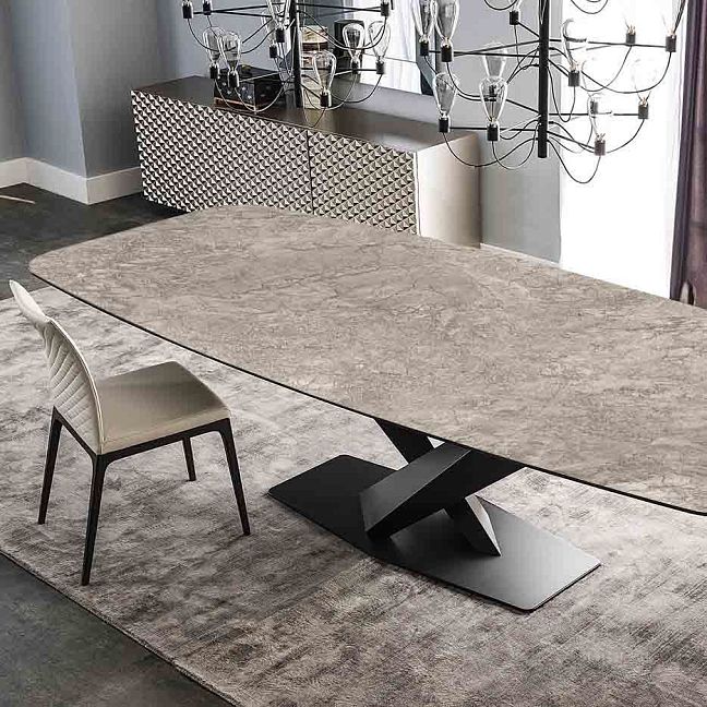 Стол ART NATURA Casa Tavoli WAGNER 2000х1000мм; столешница Rettangolo, мрамор - Silver Grey
