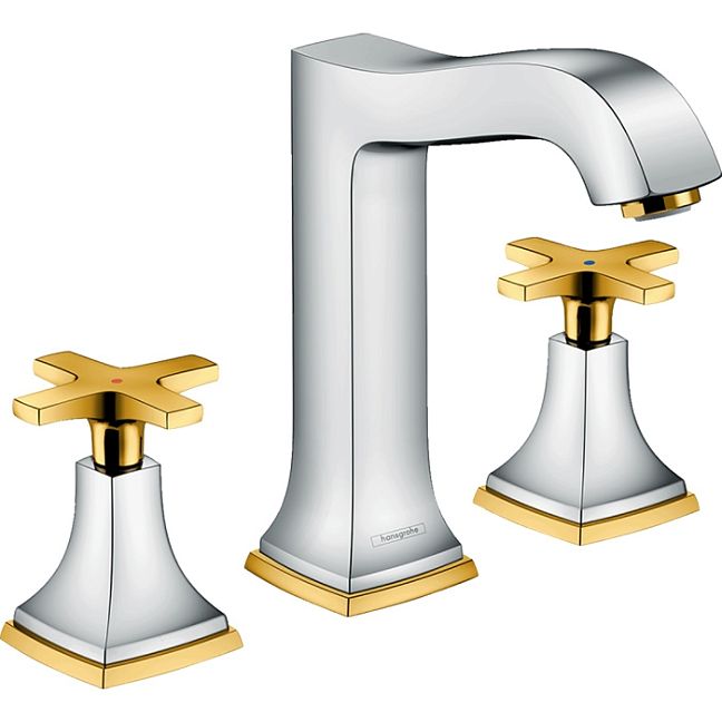 Смеситель для раковины Hansgrohe Metropol Classic на 3 отв., цвет: хром/золото