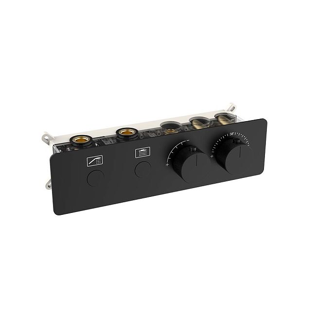 Nemo NM-8051MB Термостатический встраиваемый смеситель для душа из стены на 2 потребителя, MATTE BLA