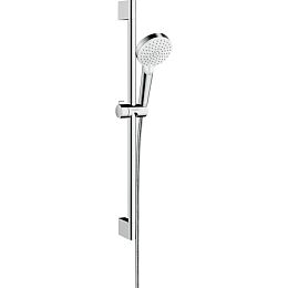 Душевой набор Hansgrohe Crometta Vario Unica: штанга 650mm, ручной душ, 2jet (Rain, IntenseRain), EcoSmart, шланг, цвет: белый/хром купить в Москве: интернет-магазин StudioArdo