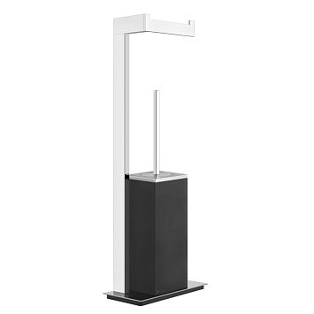 Gessi Rettangolo Стойка с держателем для туалетной бумаги и ершиком, напольная, хром/черный