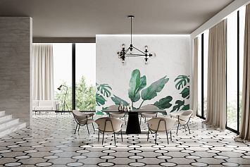 Панно ART NATURA Royal Classic (Керамогранит ART NATURA: Travertino Dianox Grey, Marmo Nero Marquina Black Panther, Marmo Calacata Vagli Super White Glossy)