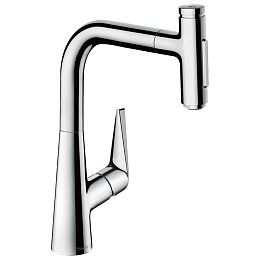 Смеситель для кухни Hansgrohe Talis Select M51 на 1 отв, поворотный излив: 20.8см с вытяжным душем, 2jet, h:22.3см, sBox, кнопка вкл/выкл, цвет: хром купить в Москве: интернет-магазин StudioArdo