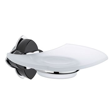 THG P&eacute;tale de cristal noir Мыльница стеклянная, подвесная, цвет: хром/черный хрусталь