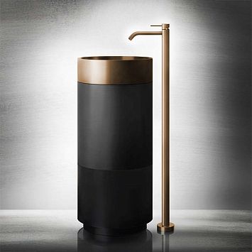 Gessi 316 Раковина 400 мм., для установки на столешницу, без перелива, нержавеющая сталь, Warm bronze brushed PVD