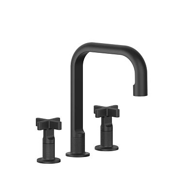 Gessi Inciso Смеситель для раковины на 3 отверстия с донным клапаном, излив 160мм, h=240мм, nero XL