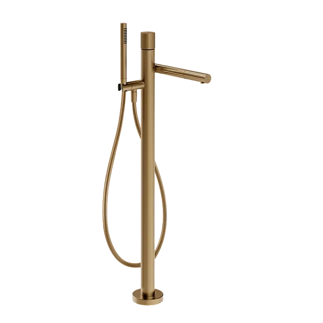 Gessi Incastri Смеситель для ванны, напольный, h-983мм, в комп. с лейкой и гибким шлангом, внешняя часть, цвет 726 Black Metal Brushed PVD