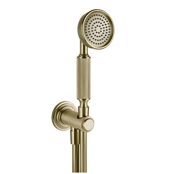 Gessi Venti20 Комплект для душа с ручным душем, шлангом 1500 мм., держателем с подводом воды, Brushed Brass PVD