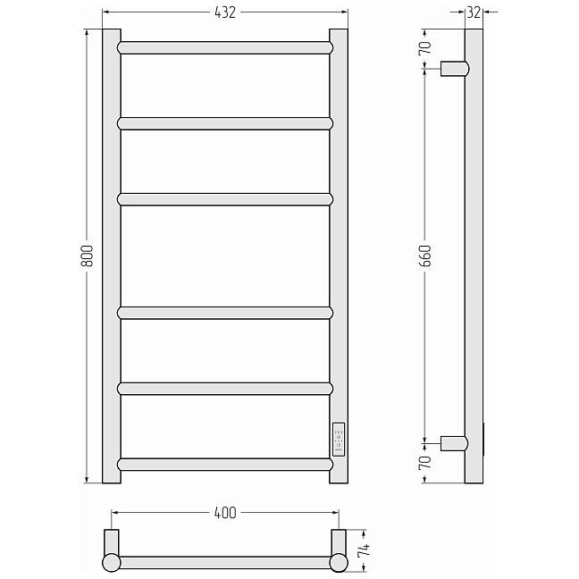 Стилье Формат 27 Полотенцесушитель электрический 80x40 Чёрный