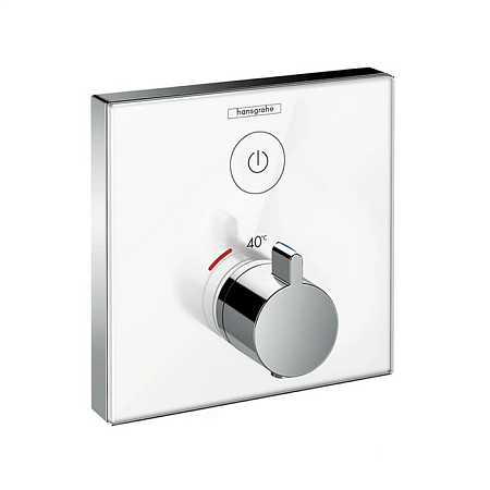 Термостат для душа Hansgrohe ShowerSelect Встраиваемый, 1 источник + кнопка для ручн.душа, стекло, внешняя часть, цвет: белый/хром