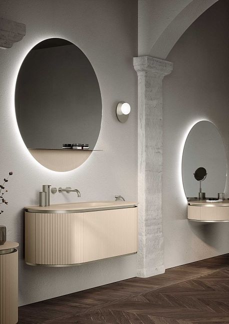 Комплект мебели Oasis Naos, напольный, Столешница с покрытием Purefeel , Отделка: Матовый лакированный цвет "Tortora Elegance"/ Сатиновый никель