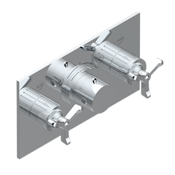 Накладка  THG Hamptons с ручкой регулировки температуры и двумя маховиками для термостатического смесителя с горизонтальной установкой