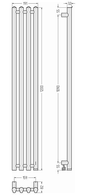 Сунержа Кантата 4.0 Полотенцесушитель электрический 120x15,9 Без покрытия (хром)