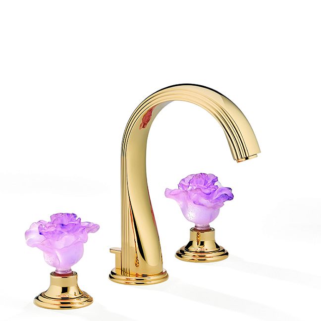 THG Rose Смеситель для раковины, 3 отв., цвет: золото