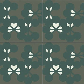 Керамогранит Mutina Azulej Flores Nero Matt 20x20