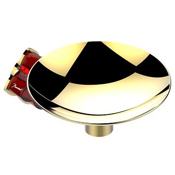 THG Petale de Cristal rouge Мыльница металлическая &oslash; 15см., подвесная, цвет: золото/красный хрусталь