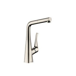 Смеситель для кухни Hansgrohe Metris M71 на 1 отв, поворотный излив: 21.9см с вытяжным душем, 1jet, h315мм, sBox, цвет: нержавейка купить в Москве: интернет-магазин StudioArdo