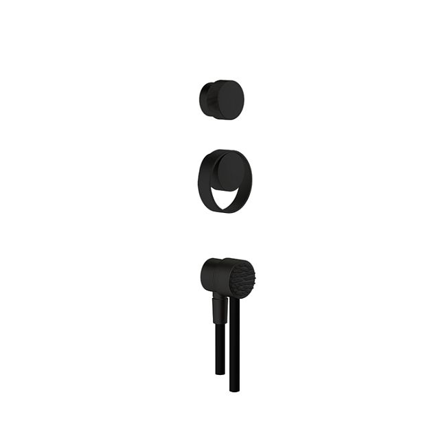 Gessi Outdoor Набор для душевой стойки 63207: ручка смесителя, ручка переключателя, ручной душ и шланг 1500 мм., Black XL