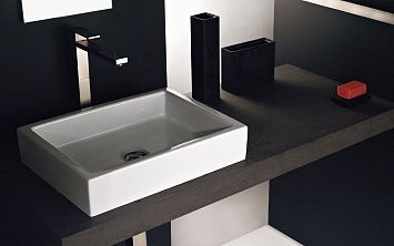 Gessi, Rettangolo, смеситель для раковины настольной, высота 296mm, с донным клапаном на 1/4&quot;, отделка сталь 149
