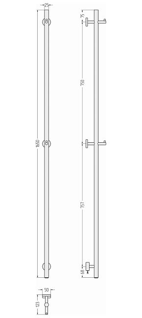 Сунержа Аскет Полотенцесушитель электрический 165x2,5 RAL 9004 Сигнальный чёрный
