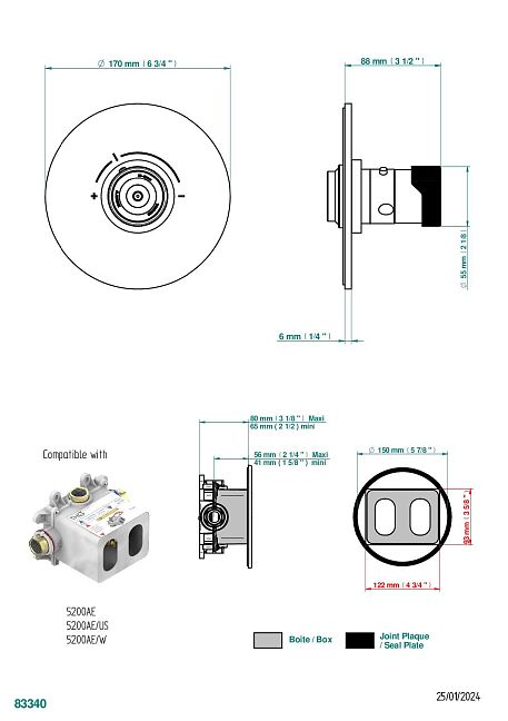 Ручка регулировки THG Zoom.5 с круглой накладкой для термостата THG, арт.5100A 1/2" и 5200A 3/4"